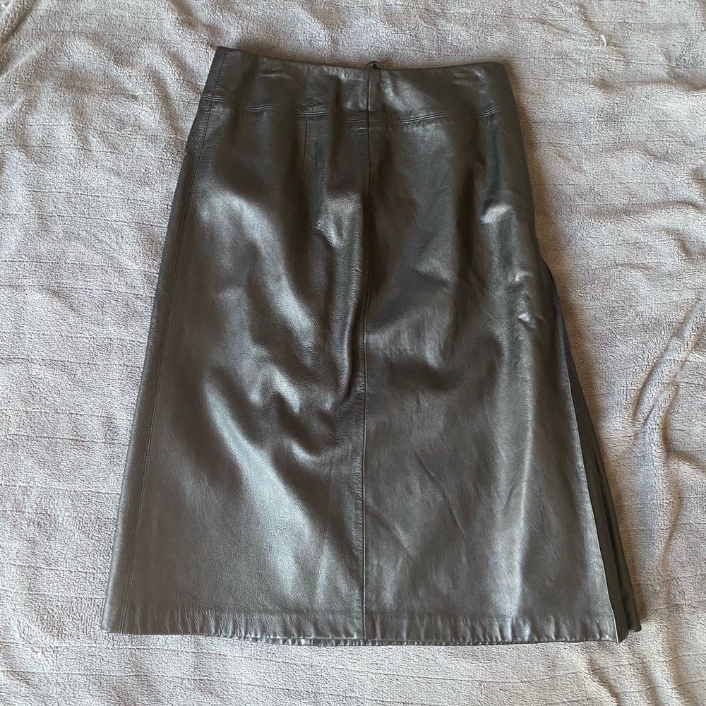 Knee Length Leather Skirt